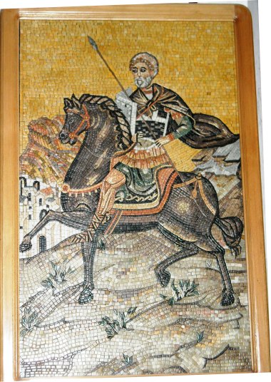 Rider on horse mosaic in St. George Church